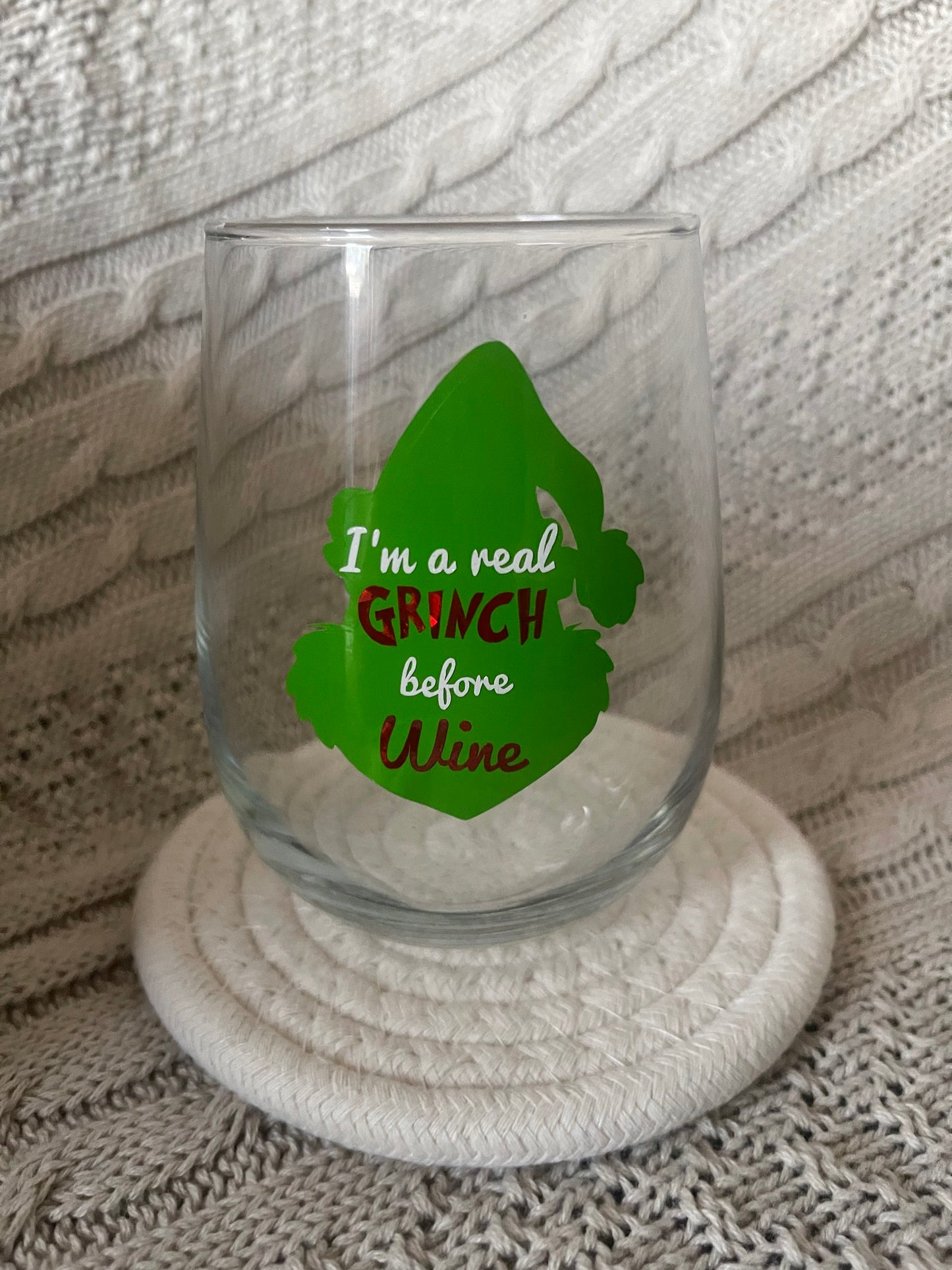Grinch Wine Glass